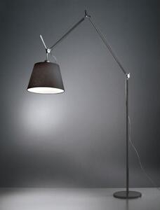 Artemide Tolomeo Mega, con asta e base, colore nero, diffusore in tessuto nero da 42 cm, lampada alogena, con dimmer