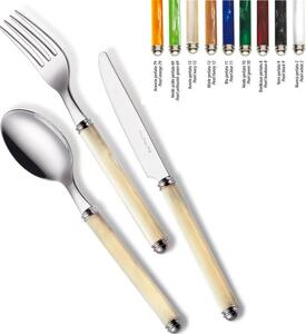 Set Posate colorate 4 pezzi un posto tavola LINEA PERLATO 1 Coltello 1 Forchetta 1 Cucchiaio 1 Cucchiaino caffe in acciaio 1810