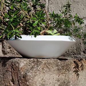 Vaso Tondo in Polietilene Liscio con sottovaso OLIMPICO dimensioni 50x22xh 15 cm - diametro interno 36 cm adatto interno esterno colore Banco Latte