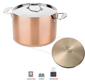Pentola Alta in Rame 2 maniglie Fondo Induzione diametro 20 cm -4 Lt Linea Toscana induzione Rame-Alluminio-Acciaio