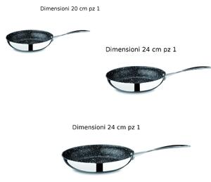 Batteria di Pentole Triplo fondo ad Induzione 3 Padelle 20-24-28 cm GLAMOUR STONE 3 Pezzi inox Lucido