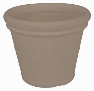 Vaso Tondo in Polietilene Liscio con sottovaso dimensioni 50x31xh 40 cm - 30 litri adatto interno esterno colore tortora