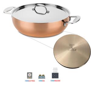 Tegame in Rame 2 manici fondo ad induzione diametro 28- 4.9 Lt Linea Toscana induzione Rame-Alluminio-Acciaio