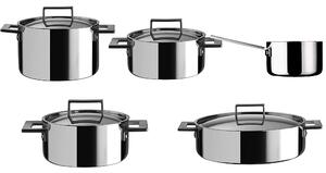 Mepra Attiva Batteria di pentole, Kitchen, 9 Pezzi, Trimetallo Acciaio Inossidabile 18/10, Alluminio e acciaio