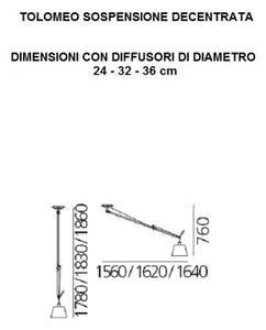 Artemide tolomeo sospensione decentrata con diffusore in Raso diametro 32 cm