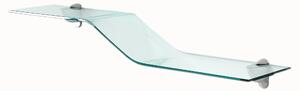 Mensola sagomata in vetro Curvato trasparente da 8 mm 100x20,5xh 11 cm completa di supporti in alluminio reggi mensola inclusi