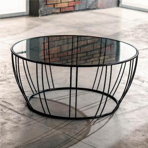 Tavolinetto , Tavolo caff� Vetro grigio struttura metallo �80 H36 cm tavolo con struttura Brown Grey Ral 8019