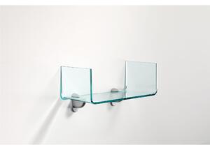 Mensola sagomata in vetro Curvato AD U trasparente da 8 mm Dimensioni 40x20xh 15 cm - Peso Max 3,30 completa di supporti in alluminio reggi mensola inclusi