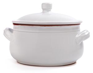 Tegame in Terracotta con coperchio �17 cm Colore bianco Adatti per cucinare su : Fiamma, Piastra elettrica , Forno , Microonde