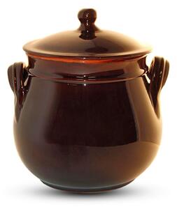 Pentola Bombata in Terracotta con coperchio �13xh14 cm Colore Terra Cotta Adatti per cucinare su : Fiamma, Piastra elettrica , Forno , Microonde