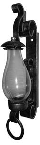 Applique In ferro Battuto interno esterno con vetri 14xh34 cm - peso 1,54 kg colore nero