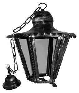 Lampada esagonale In ferro Battuto 35x21xh58cm interno esterno, con vetri e impianto colore nero