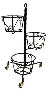 Porta vaso in ferro Battuto, 3 Posti Dimensioni h 69 cm - cestello x vasi in ferro battuto �18xh 14 cm colore nero