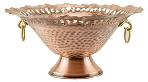 Cesto Casp� Centrotavola in rame cesellato a mano Diametro 26xh15 cm peso 650 gr con anelli in Ottone , Materiale 100% Rame