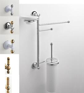 Asta attrezzata WC/BIDET ZACINTO 44x14xh60 cm Porta scopino in ceramica + porta asciugamani tutti i braccetti che lo compongono ruotabile a 360 gradi snodabile a destra o sinistra