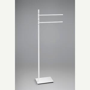 Piantana portasciugamani da bagno 2 bracci snodati Linea Basic Design Moderno dimensioni 33x15xh90 cm - bracci lunghezza 28 cm Bianco Opaco Garanzia i0 anni contro la ruggine
