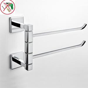 Porta asciugamano doppio adesivo Plano 35x8,5xh19,5 cm in finitura cromo lucido bagno galvanico di oltre 22 micron inalterabile nel tempo