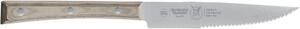 Coltello bistecca stretto con lama seghettata cm 13, colore nocciola, manico in paperstone perfetto per carni e bistecche di spessore