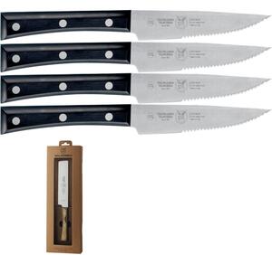 Coltelli da Bistecca lama Larga manicatura paperStone set di 4 pezzi in confezione regalo 18/10 120 mm colore Nero
