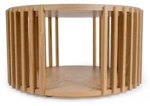 Tavolino Drum Rovere in legno ingegnerizzato e massiccio, dimensioni 83 x 83 x h42 cm, peso 20 Kg, finitura quercia