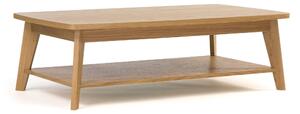 Tavolino Kensal in legno ingegnerizzato e massiccio, dimensioni 115 x 65 x h35 cm, peso 21 Kg, finitura quercia