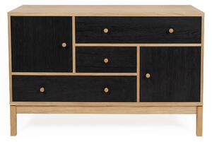 Credenza AbbeyWood Rovere carbone in legno ingegnerizzato e massiccio, dimensioni 120 x 45 x h79 cm, peso 48 Kg, finitura Rovere , Carbone
