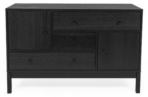 Credenza AbbeyWood Rovere nero antracite in legno ingegnerizzato e massiccio, dimensioni 120 x 45 x h79 cm, peso 48 Kg, finitura Quercia nera , carbone