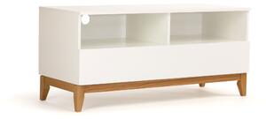 Mobile TV grande Blanco in legno ingegnerizzato e massiccio, dimensioni 120 x 48 x h55 cm, peso 33 Kg, finitura bianco, rovere