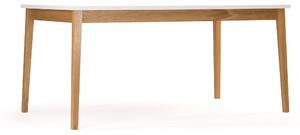 Tavolo da pranzo Blanco in legno ingegnerizzato e massiccio, dimensioni 165 x 90 x h76 cm, peso 37 Kg, finitura bianco, rovere