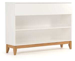 Libreria console Blanco in legno ingegnerizzato e massiccio, dimensioni 120 x 32 x h85 cm, peso 28 Kg, finitura bianco, rovere