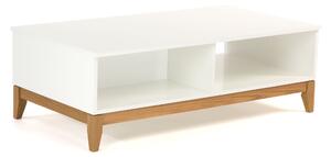Tavolino Blanco in legno ingegnerizzato e massiccio, dimensioni 120 x 65 x h40 cm, peso 28 Kg, finitura bianco, rovere