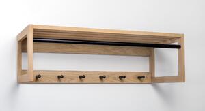 Appendiabiti da corridoio slussen in legno massello, acciaio, dimensioni 100 x 38 x h30 cm, peso 6,5 Kg, finitura rovere, nero