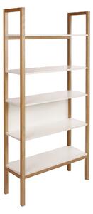 Libreria Farringdon in legno ingegnerizzato e massiccio, dimensioni 90 x 32 x h185 cm, peso 27 Kg, finitura bianco, rovere
