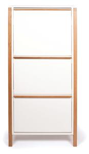Scarpiera Northgate 3 ante in legno ingegnerizzato e solido, plastica, dimensioni 65 x 27 x h139 cm, peso 29 Kg, finitura bianco, rovere