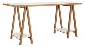 Scrivania con cavalletto Highbury in legno ingegnerizzato e solido, metallo, dimensioni 160 x 75 x h77 cm, peso 38 Kg, finitura bianco, rovere