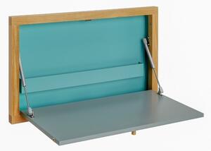 Scrivania Brenta Blu in legno ingegnerizzato e massiccio, acciaio, dimensioni 74 x 8 x h44 cm, peso 9 Kg, finitura (Archer) grigio, blu, rovere
