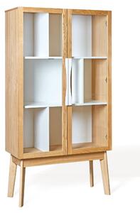 Vetrina Avon bianca in legno ingegnerizzato e solido, vetro, metallo, dimensioni 88 x 40 x h165 cm, peso 55 Kg, finitura rovere, bianco