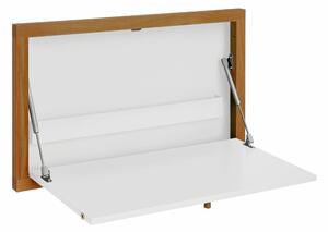 Scrivania Brenta Bianco in legno ingegnerizzato e massiccio, acciaio, dimensioni 74 x 8 x h44 cm, peso 9 Kg, finitura bianco, rovere