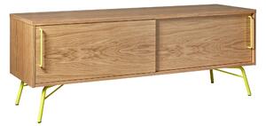 Mobile tv Ashburn giallo in legno ingegnerizzato, metallo, dimensioni 145 x 44 x h53 cm, peso 40 Kg, finitura rovere, giallo
