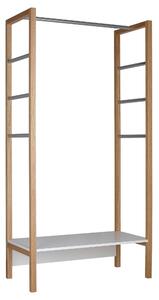 Appendiabiti lungo Northgate in legno ingegnerizzato e massiccio, acciaio, dimensioni 90 x 45 x h175 cm, peso 15 Kg, finitura rovere, bianco