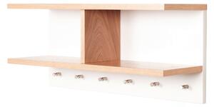 Mensola con pioli appendiabiti e porta cappelli Northgate in legno ingegnerizzato, acciaio, dimensioni 65 x 20 x h27,6 cm, peso 6 Kg, finitura bianco, rovere