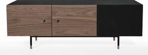 Mobile porta tv Jugend noce in legno ingegnerizzato e massiccio, acciaio, dimensioni 150 x 45 x h52 cm, peso 37 Kg, finitura Noce , nero