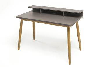 Scrivania Farsta in legno ingegnerizzato e massiccio, dimensioni 120 x 55 x h85 cm, peso 26 Kg, finitura grigio, rovere