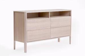 Credenza Oslo in legno ingegnerizzato e massiccio, dimensioni 140 x 42 x h78 cm, peso 42 Kg, finitura Legna leggera