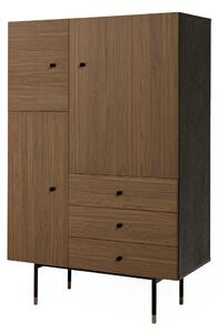 Credenza Jugend Noce in legno ingegnerizzato e massiccio, acciaio, dimensioni 90 x 42 x h142 cm, peso 70 Kg, finitura noce, nero
