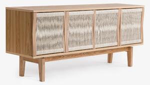 Credenza di Lilla Ateljen in legno ingegnerizzato e massello, corda di canapa, dimensioni 180 x 45 x h77 cm, peso 62 Kg, finitura Legna leggera