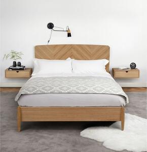 Letto Farsta a spina di pesce 140x200 in legno ingegnerizzato e massiccio, dimensioni 140 x 200 x h89 cm, peso 47 Kg, finitura quercia