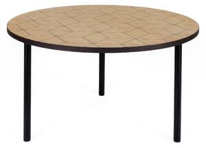 Tavolino Arty 70 Triangolo in legno ingegnerizzato, acciaio, dimensioni 70 x 70 x h40 cm, peso 5 Kg, finitura rovere, nero