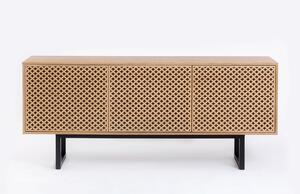 Credenza Camden stampa Diamante in legno ingegnerizzato e massiccio, dimensioni 175 x 45 x h75 cm, peso 48 Kg, finitura legno di quercia, nero