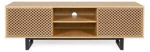 Mobile TV Mora stampa diamante in legno ingegnerizzato e massiccio, dimensioni 150 x 40 x h50 cm, peso 30 Kg, finitura Rovere , Nero